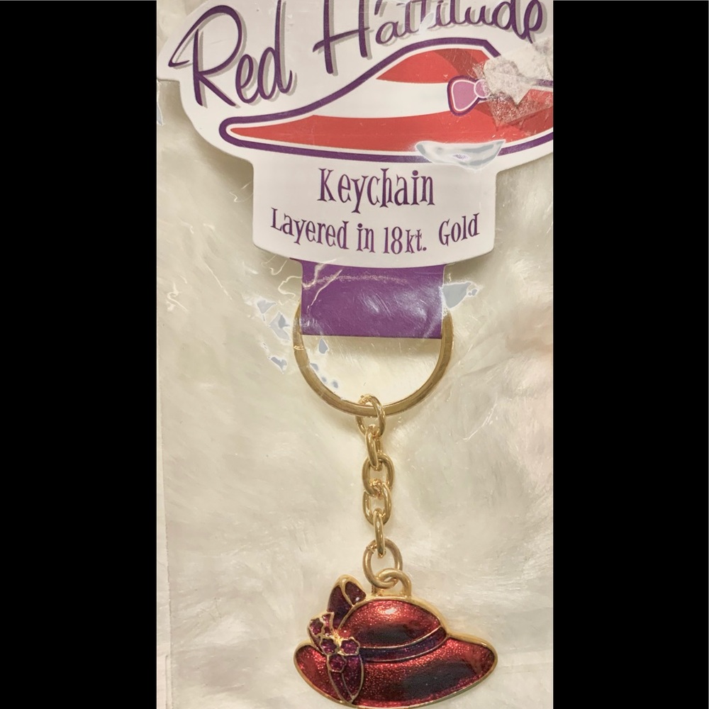 Red Hatter’s Key Chain. New,  Layered in 18kt Gold